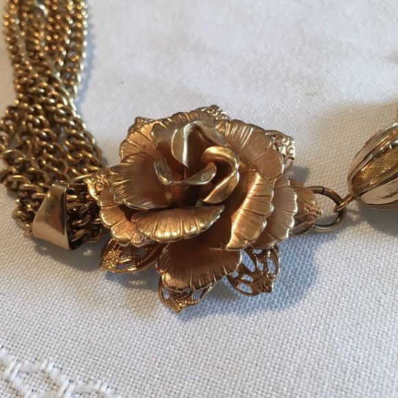 Vintage Triple Chain Necklace With Flower Tassel - Picture 6 of 9